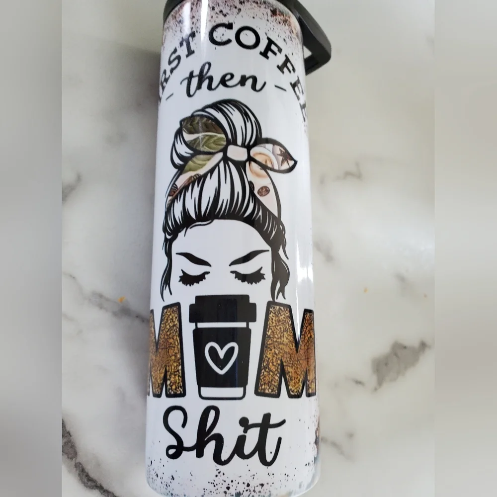 First Coffee then Mom SH** Funny 20oz Tumbler with duo lids 🎉sale
